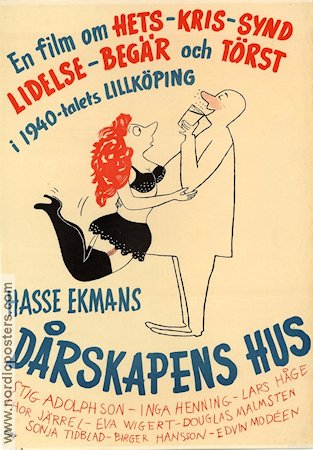 Dårskapens hus 1951 poster Lars Hanson Hasse Ekman