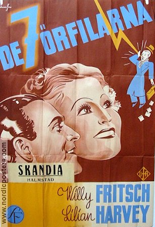 Sieben Ohrfeigen 1937 movie poster Willy Fritsch Lilian Harvey Production: UFA