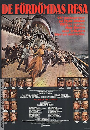 Voyage of the Damned 1972 movie poster Faye Dunaway Orson Welles Max von Sydow Ships and navy Travel Find more: Nazi