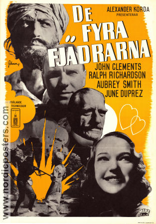 The Four Feathers 1939 movie poster John Clements Ralph Richardson C Aubrey Smith Zoltan Korda