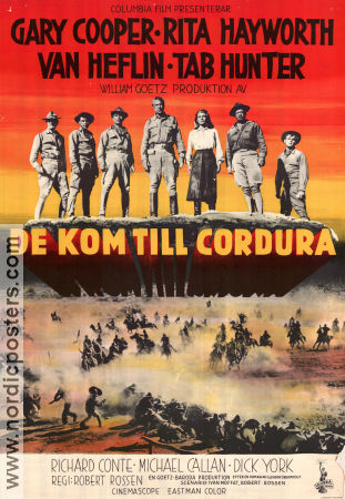 De kom till Cordura 1959 poster Gary Cooper Rita Hayworth Van Heflin Tab Hunter Robert Rossen