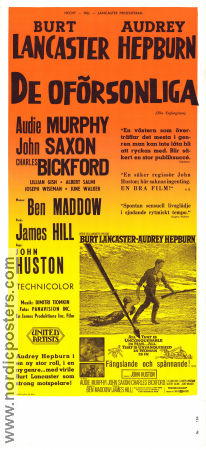 The Unforgiven 1960 movie poster Burt Lancaster Audrey Hepburn Audie Murphy John Huston