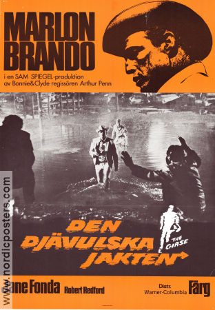 Den djävulska jakten 1966 poster Marlon Brando Robert Redford Angie Dickinson Jane Fonda Arthur Penn