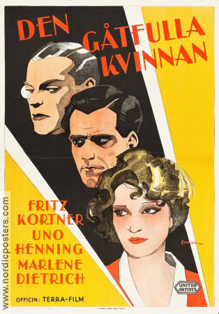 Den gåtfulla kvinnan 1929 poster Marlene Dietrich Fritz Kortner Uno Henning Curtis Bernhardt