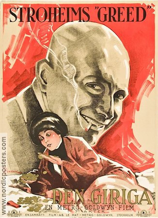 Den giriga 1927 poster Zasu Pitts Erich von Stroheim Pengar