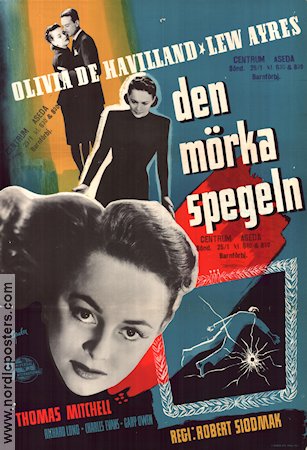 The Dark Mirror 1946 movie poster Olivia de Havilland Lew Ayres Film Noir
