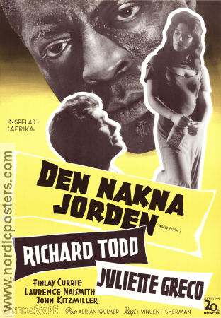 Naked Earth 1958 movie poster Richard Todd Juliette Greco John Kitzmiller Vincent Sherman