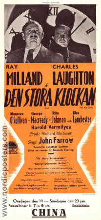 The Big Clock 1948 movie poster Ray Milland Maureen O´Sullivan Charles Laughton John Farrow Film Noir