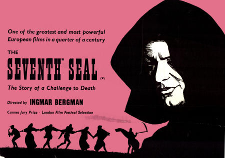 The Seventh Seal 1957 movie poster Max von Sydow Gunnar Björnstrand Nils Poppe Bengt Ekerot Bibi Andersson Inga Gill Gunnel Lindblom Ingmar Bergman