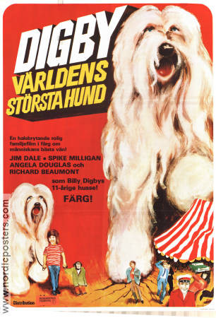 Digby världens största hund 1976 poster Jim Dale Hundar