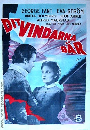 Dit vindarna bär 1948 movie poster George Fant Eva Ström Mountains