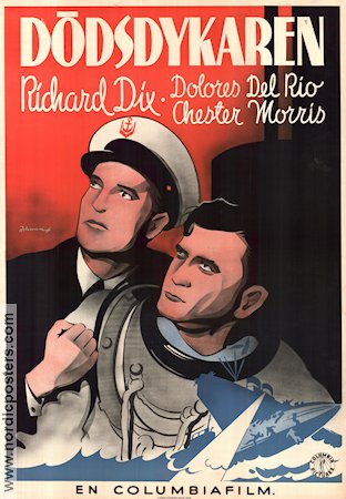 Dödsdykaren 1937 poster Richard Dix Chester Morris Dykning Eric Rohman art