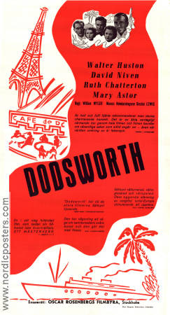 Dodsworth 1936 movie poster Walter Huston David Niven Ruth Chatterton William Wyler