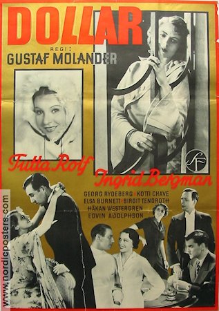 Dollar 1938 movie poster Tutta Rolf Ingrid Bergman Georg Rydeberg Money