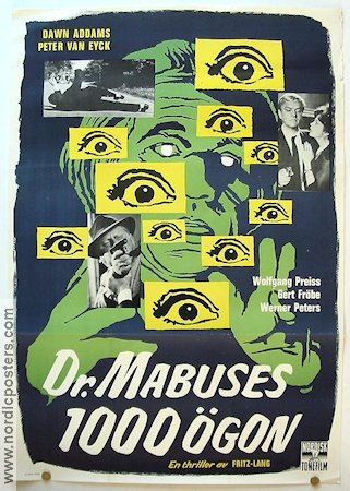 Dr Mabuses 1000 ögon 1960 poster Dawn Addams Peter van Eyck Fritz Lang