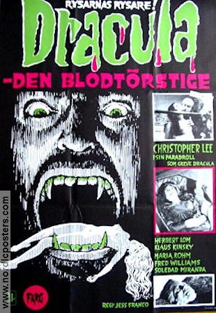 Dracula den blodtörstige 1970 poster Christopher Lee Herbert Lom Klaus Kinski Jesus Franco