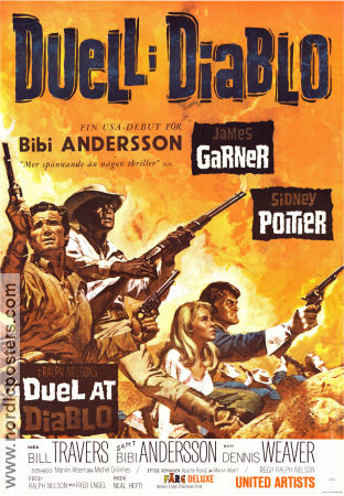 Duell i Diablo 1965 poster James Garner Sidney Poitier Bibi Andersson Ralph Nelson