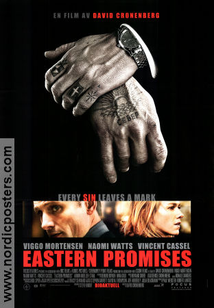 Eastern Promises 2007 poster Viggo Mortensen Naomi Watts Armin Mueller-Stahl David Cronenberg Maffia Klockor