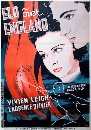 Eld över England 1937 poster Vivien Leigh Laurence Olivier