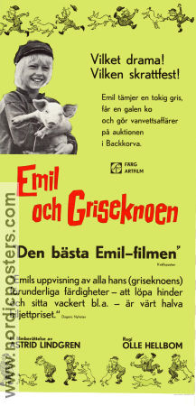 Emil och griseknoen 1972 movie poster Allan Edwall Björn Gustafson Olle Hellbom Writer: Astrid Lindgren Find more: Emil i Lönneberga