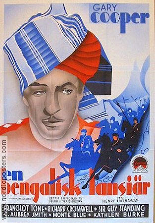 En Bengalisk lansiär 1935 poster Gary Cooper Eric Rohman art Äventyr matinée