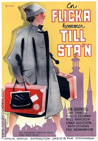 En flicka kommer till stan 1937 movie poster Isa Quensel Nils Wahlbom
