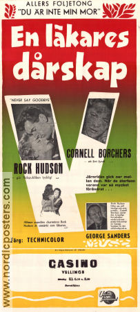 Never Say Goodbye 1956 movie poster Rock Hudson Cornell Borchers George Sanders Jerry Hopper Medicine and hospital