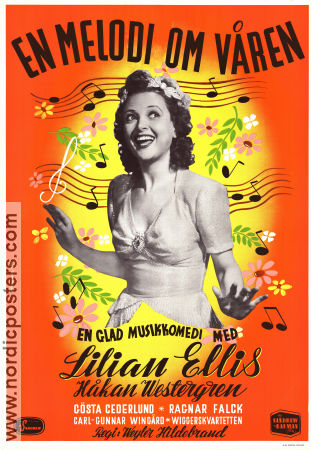 En melodi om våren 1943 movie poster Lilian Ellis Håkan Westergren Signe Wirff Weyler Hildebrand Musicals