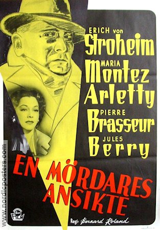 En mördares ansikte 1949 poster Erich von Stroheim Maria Montez Arletty