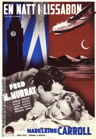 One Night in Lisbon 1941 movie poster Fred MacMurray Madeleine Carroll Patricia Morison Edward H Griffith