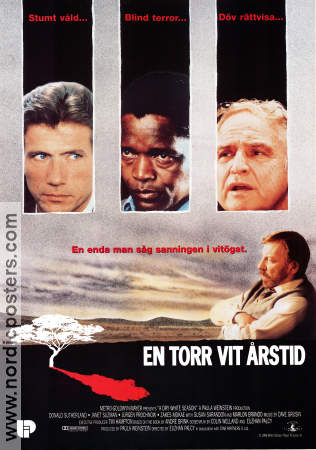 A Dry White Season 1989 movie poster Donald Sutherland Janet Suzman Marlon Brando Euzhan Palcy