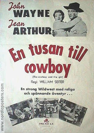 The Cowboy and the Girl 1943 movie poster John Wayne Jean Arthur