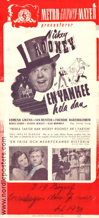 En yankee hela dan 1942 poster Mickey Rooney Edmund Gwenn Ian Hunter Norman Taurog Vintersport