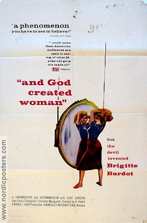 Et Dieu... créa la femme 1956 movie poster Brigitte Bardot Curd Jürgens Roger Vadim
