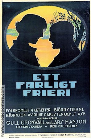 Ett farligt frieri 1919 movie poster Lars Hanson Rune Carlsten Gull Cronvall