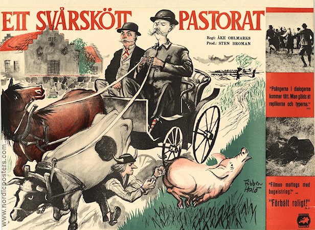 Ett svårskött pastorat 1958 movie poster Åke Ohlmarks Writer: Sten Broman Poster artwork: Fibben Hald
