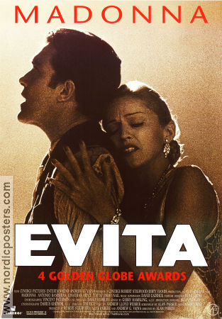 Evita 1996 movie poster Madonna Antonio Banderas Jonathan Pryce Alan Parker Music: Andrew Lloyd Webber Musicals