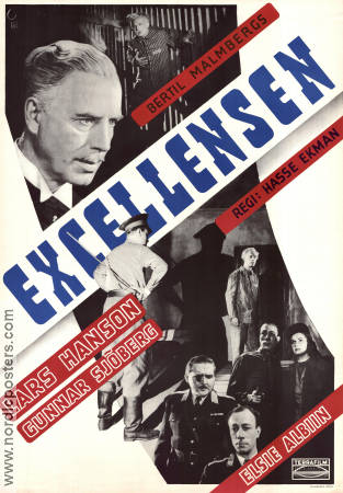 Excellensen 1944 movie poster Lars Hanson Gunnar Sjöberg Elsie Albiin Hasse Ekman