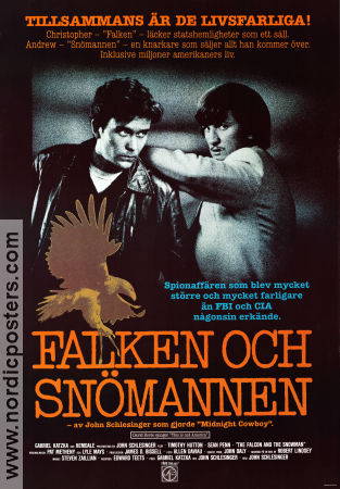Falken och snömannen 1985 poster Sean Penn Timothy Hutton John Schlesinger Fåglar