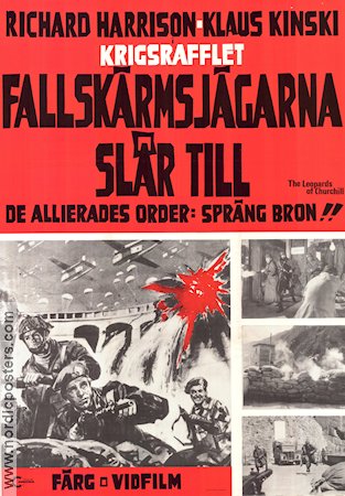 Fallskärmsjägarna slår till 1970 poster Richard Harrison Klaus Kinski Pilar Velazquez Maurizio Pradeaux Fallskärm Krig