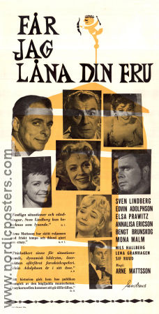 Får jag låna din fru 1959 movie poster Sven Lindberg Elsa Prawitz Nils Hallberg Annalisa Ericson Arne Mattsson