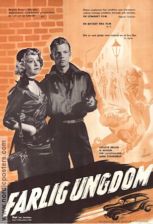 Farlig ungdom 1953 movie poster Ib Mossin Birgitte Bruun Per Lauesgaard Lau Lauritzen Denmark