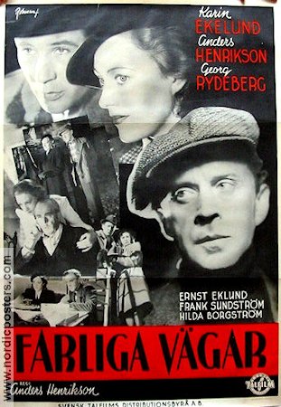 Farliga vägar 1942 movie poster Karin Ekelund Anders Henrikson Georg Rydeberg