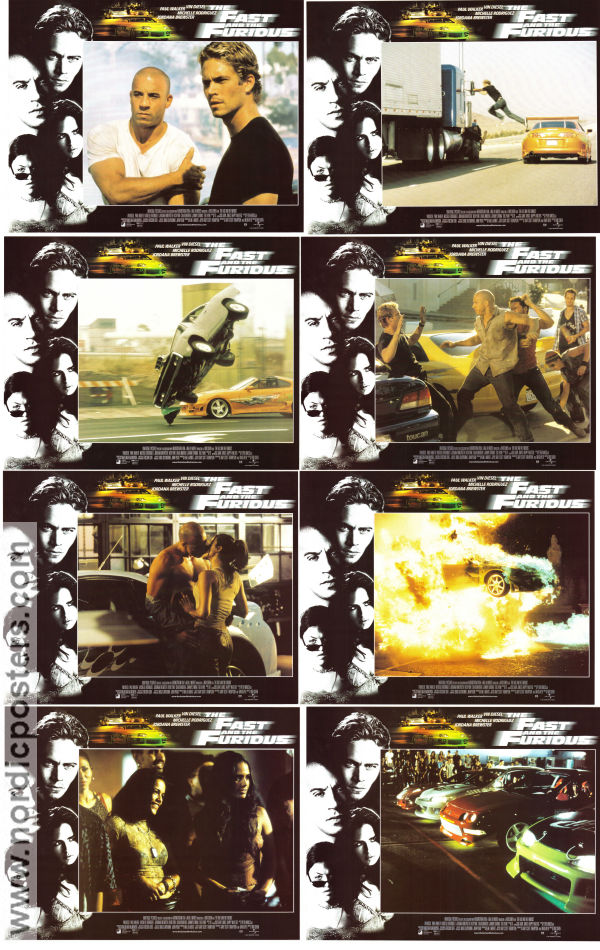 The Fast and the Furious 2001 lobby card set Paul Walker Vin Diesel Michelle Rodriguez Jordana Brewster Rob Cohen Cars and racing