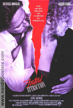 Fatal Attraction 1987 movie poster Michael Douglas Glenn Close Adrian Lyne