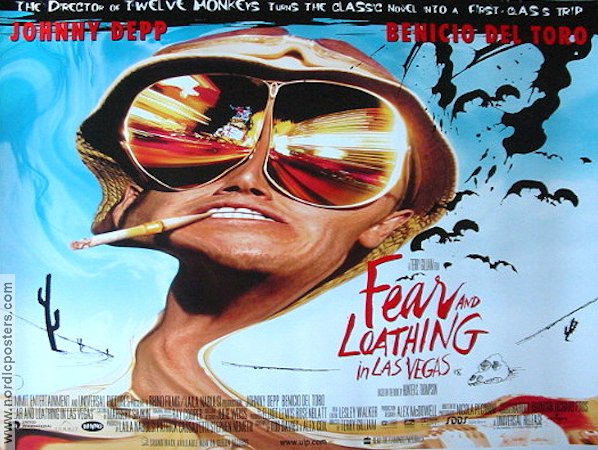 Fear and Loathing in Las Vegas 1998 movie poster Johnny Depp Benicio Del Toro Mark Harmon Terry Gilliam Smoking