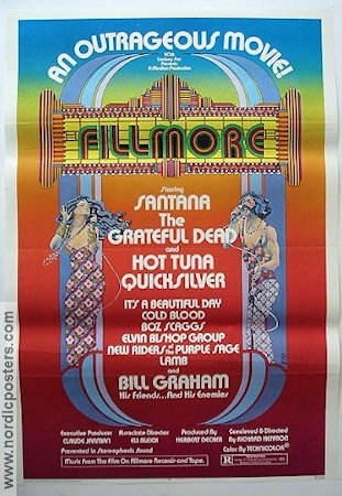Fillmore 1972 movie poster Bill Graham Marty Balin Santana Grateful Dead Richard T Heffron Rock and pop Art Deco