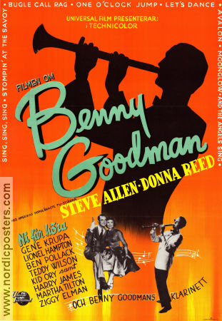 Filmen om Benny Goodman 1956 poster Steve Allen Donna Reed Gene Krupa Valentine Davies Jazz Instrument