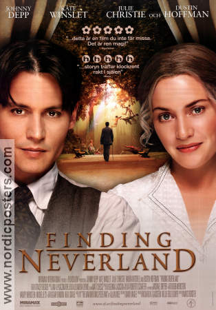 Finding Neverland 2004 movie poster Johnny Depp Kate Winslet Julie Christie Dustin Hoffman Marc Forster Find more: Peter Pan