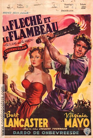 The Flame and the Arrow 1950 movie poster Burt Lancaster Virginia Mayo